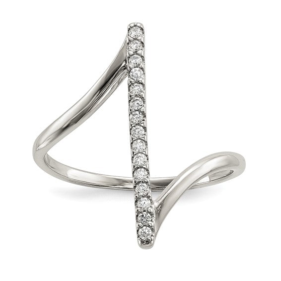 Sterling Silver CZ Bar Ring - Criss Cross Ring - Gift Box Included
