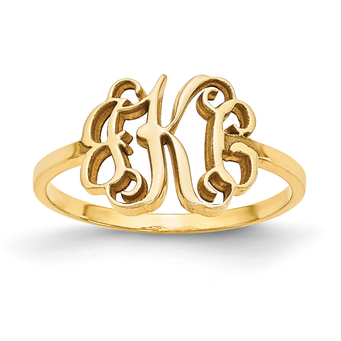 Women's Vine Monogram Laser-cut Polished Personalized Ring Sterling Silver, 10k Gold, & 14k Gold