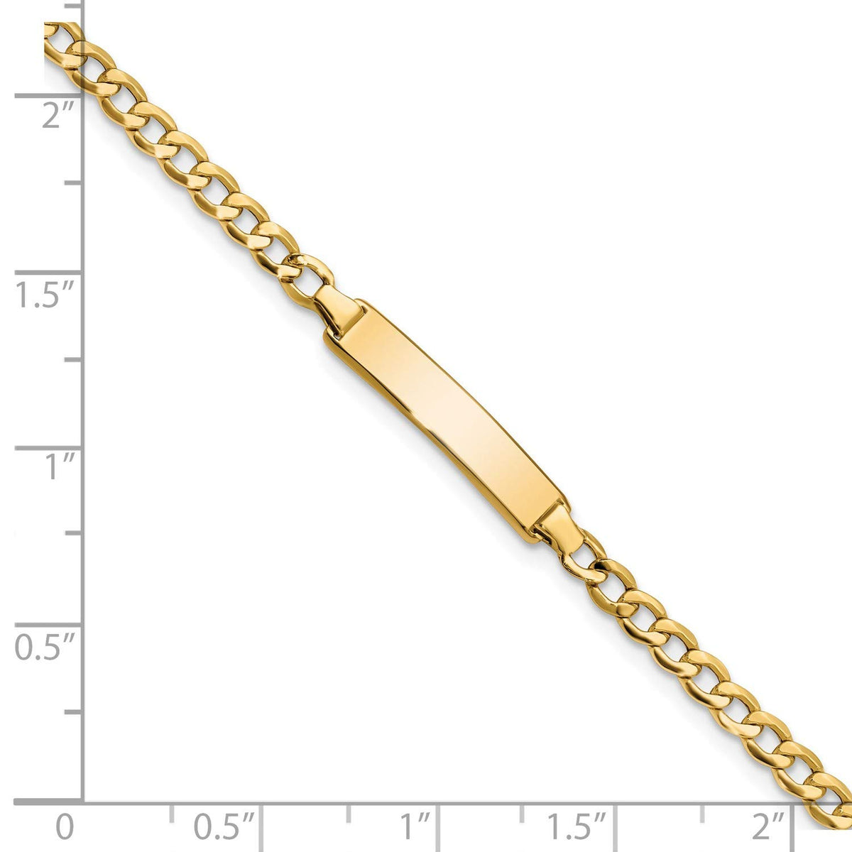 14K Yellow Gold Semi-Solid Cuban Link Personalized ID Bracelet for Baby/Child/Toddler (Up to 8 Characters) 6 & 7 Inches Available