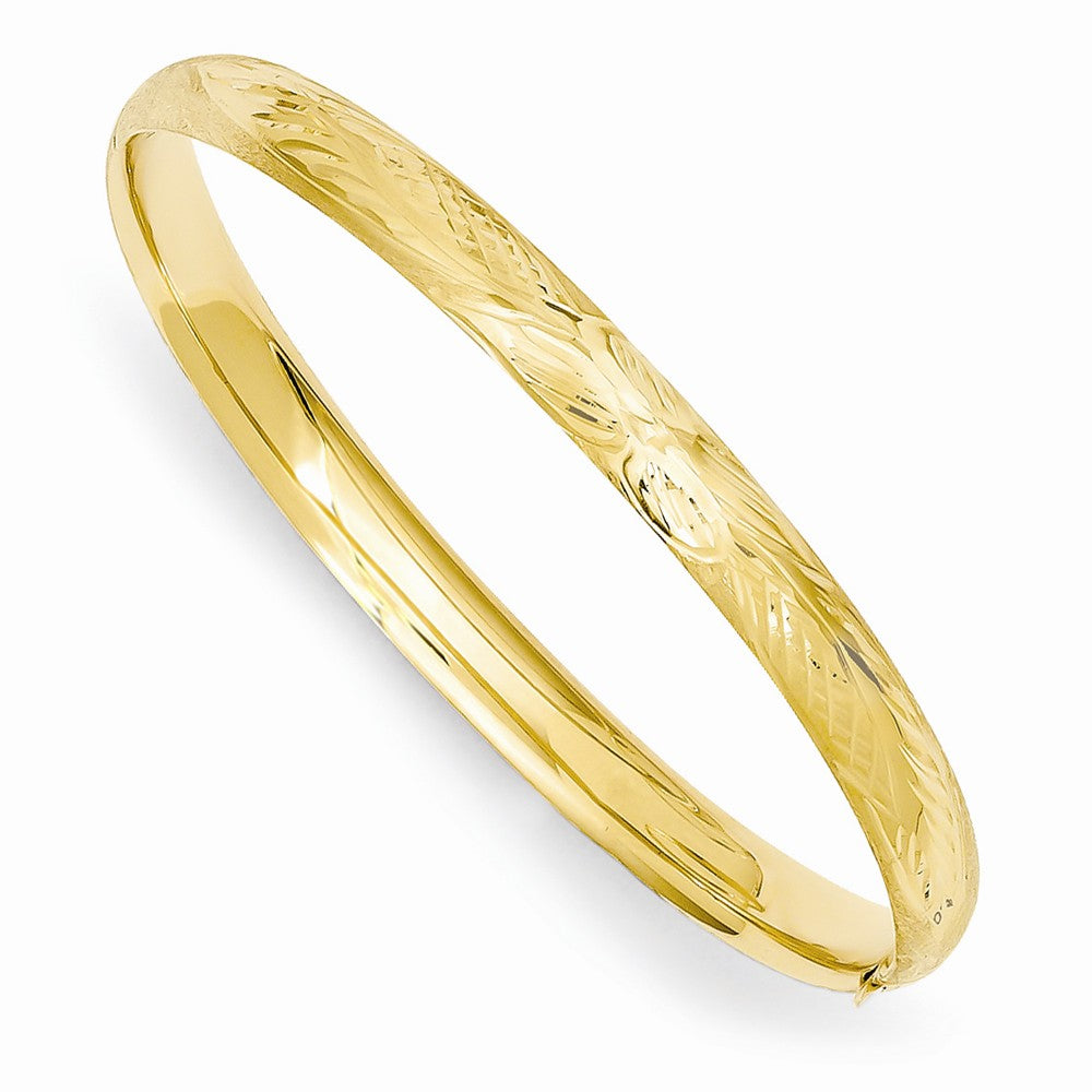 14k Yellow Gold Florentine Engraved Baby Bangle Bracelet 6 inches 5mm in width