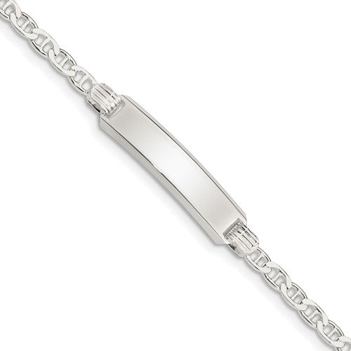 Sterling Silver Children's ID Bracelet 6 inches 6mm in width Anchor Links ( Up to 8 Characters FRONT & BACK)