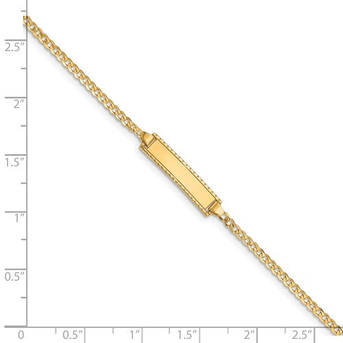 14k Yellow Gold Curb Link Baby/Child ID Bracelet, 6 inches (8 Characters both sides)