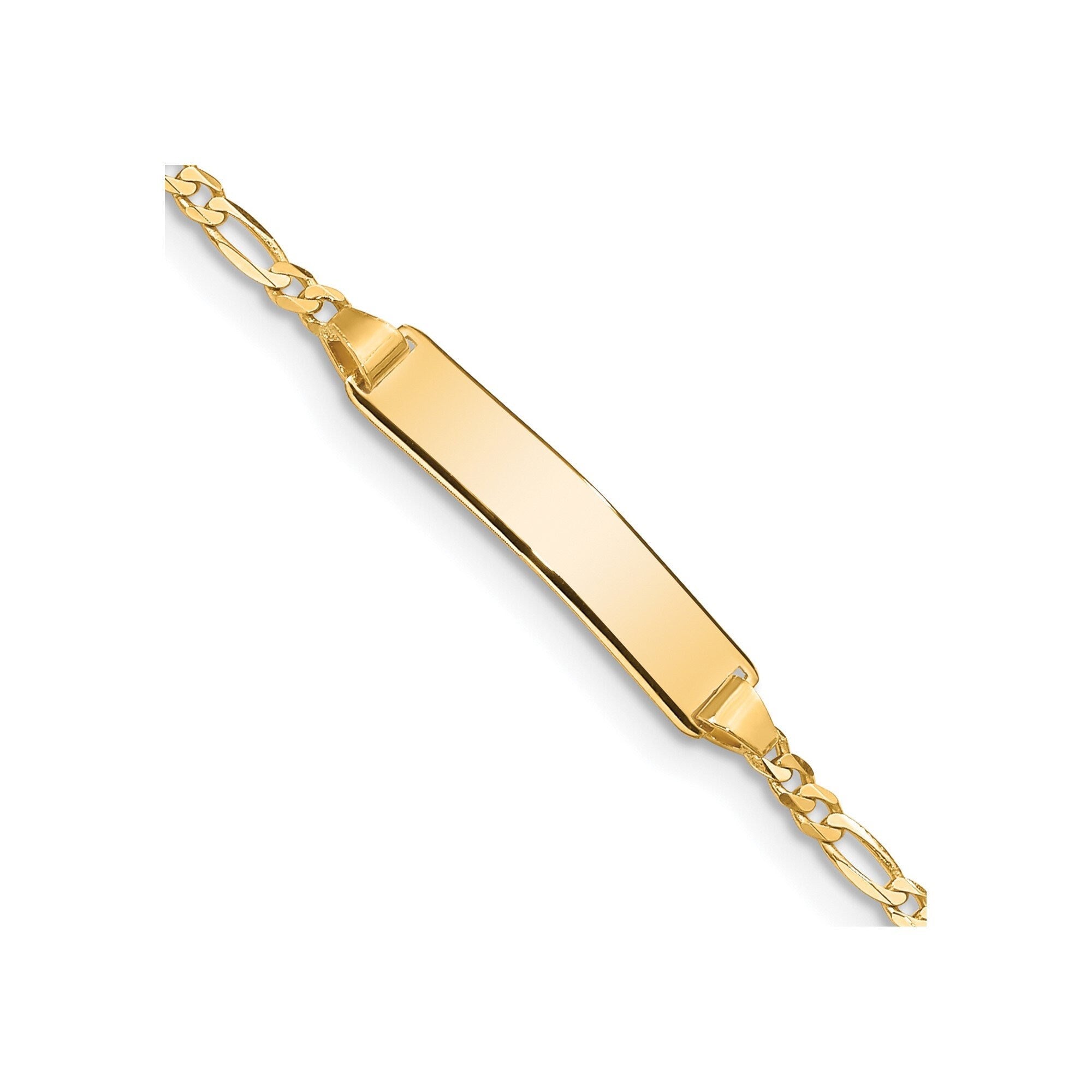 Store Kid's Solid 10K Yellow Gold Figaro Engravable ID Bar Bracelet 5.5