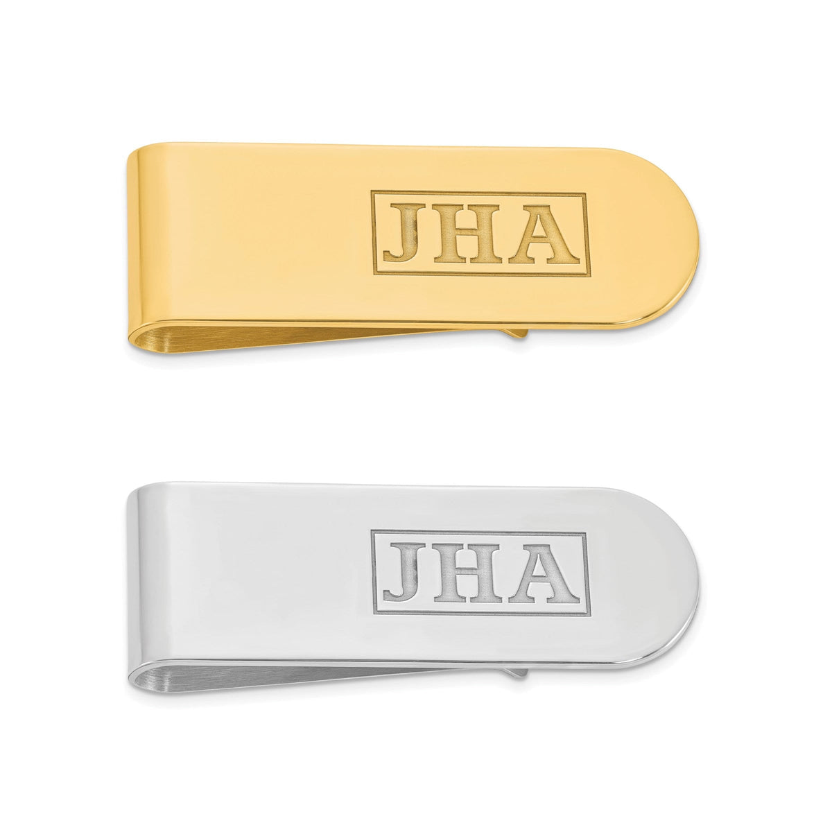 Personalized Monogram Money Clip -Solid 14k Yellow or White Gold, Sterling Silver , & Gold Plated (28 Grams ) - Best Seller - MADE IN USA