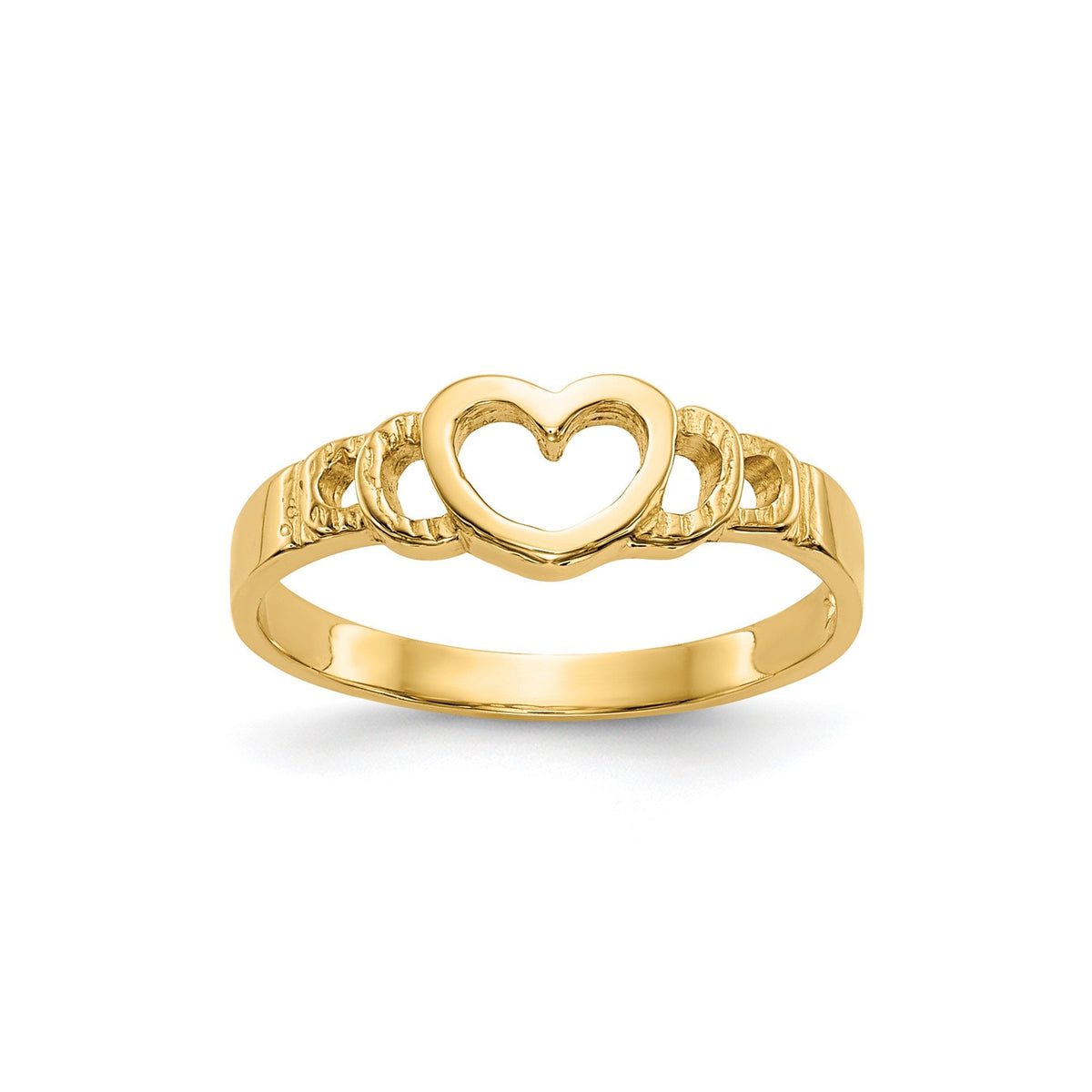 14k Yellow Gold Baby Heart Ring Size 1-4 Baby to Children Size 3mm Band Gift Box Included