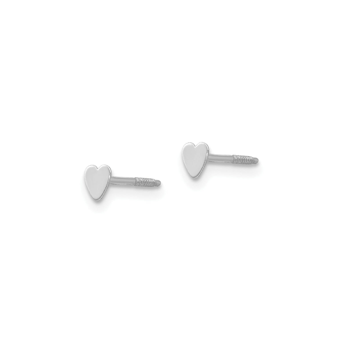 14k White Gold Tiny Heart Baby Post Earrings with Gift Box Included Toddler Earrings Infant Size