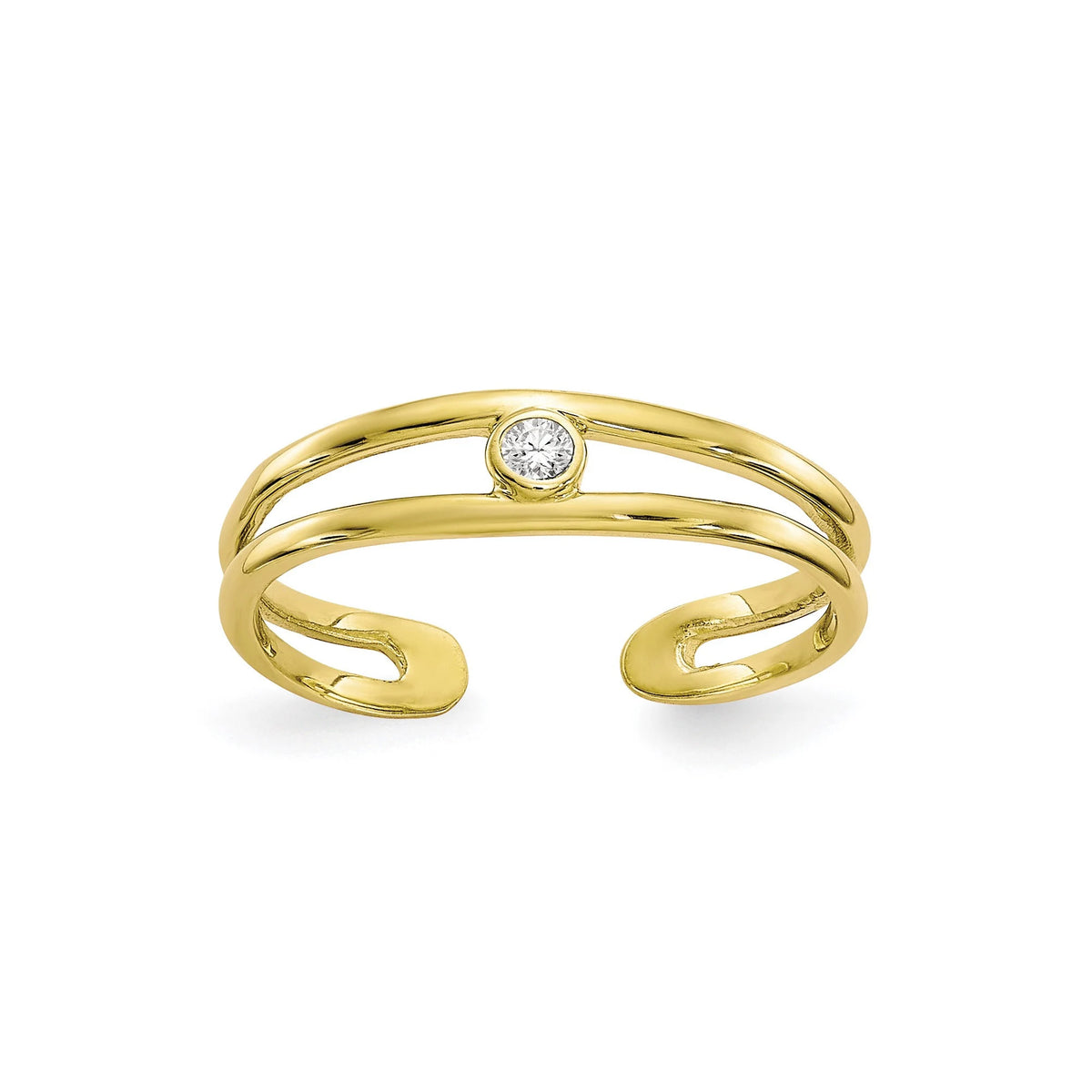 10k Yellow Gold & CZ Solid Toe Ring - Gift Box Included - Made in USA