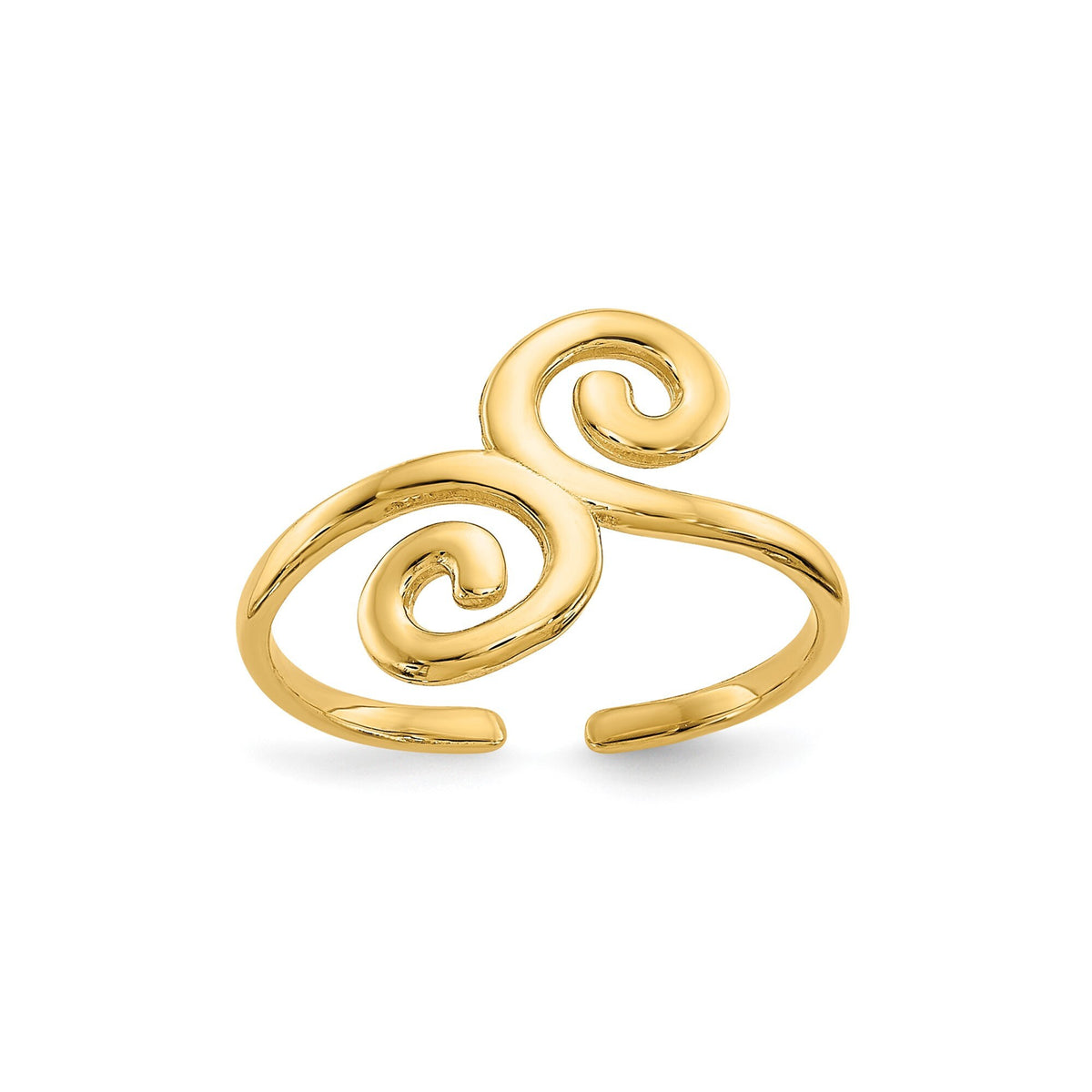 14k Yellow Gold Swirl Solid Toe Ring 4mm Band - Gift Box Included - Made in USA