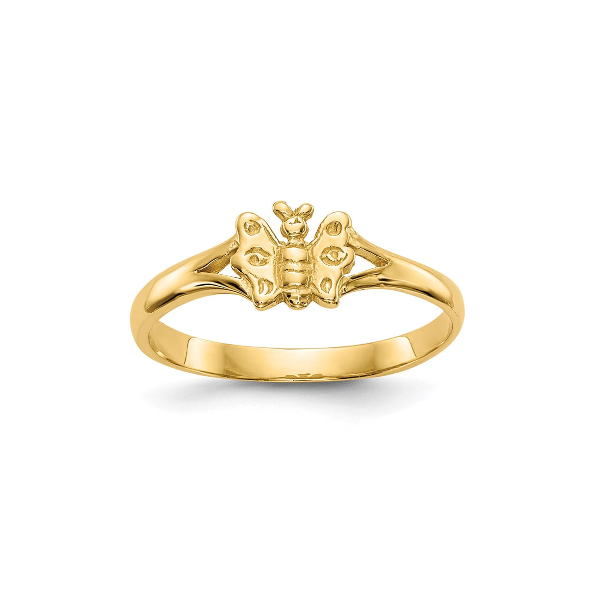 14k Yellow Gold Butterfly Ring Baby to Toddler / Band Size 1- 4 (1-5 year olds) Toddler Size Children's Ring Band