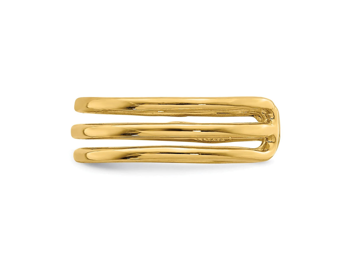 14k Yellow Gold Solid 3 Bar Toe Ring 4.65mm Band Width- Gift Box Included - Made in USA - Multi Bar Multi Strand Toe Wing
