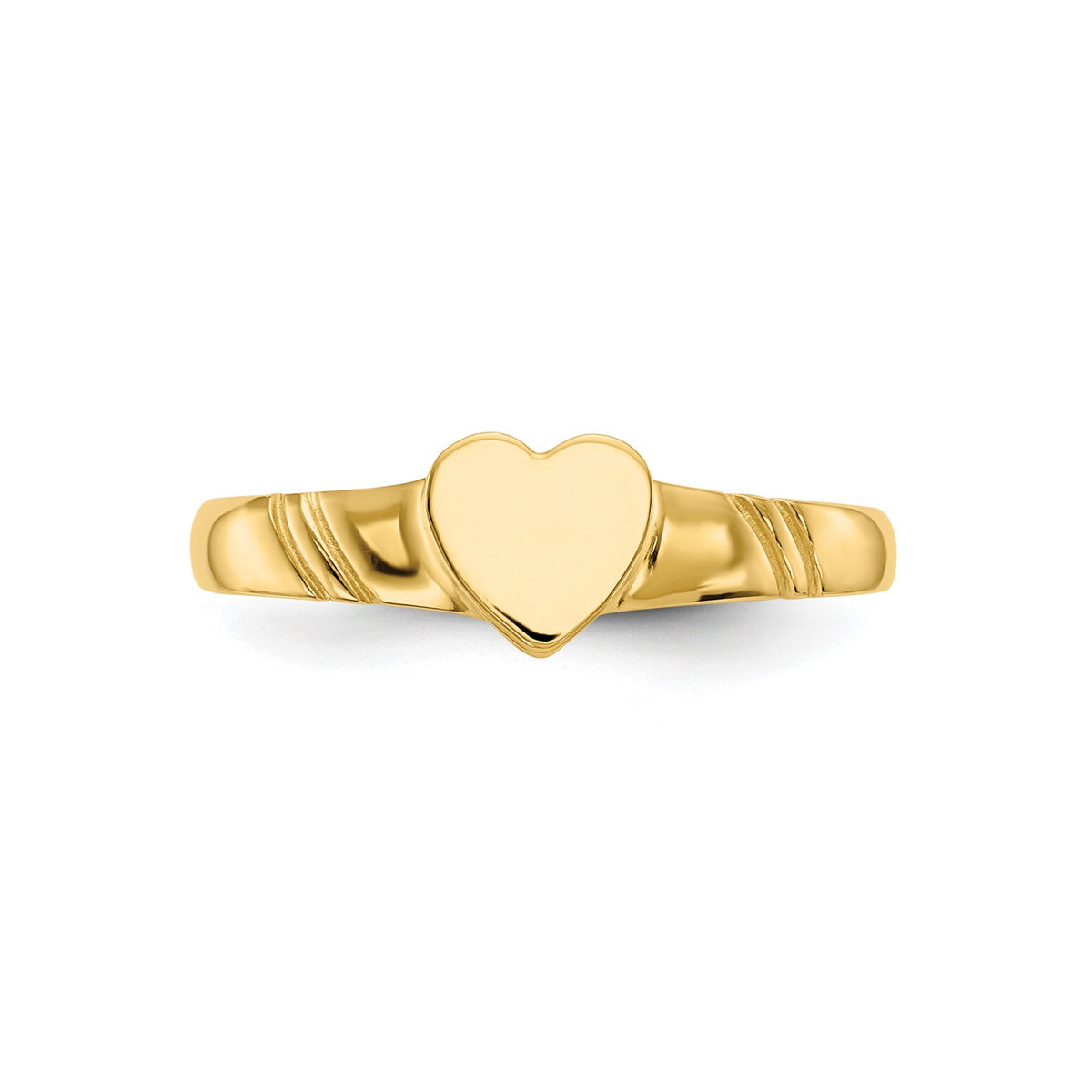 Genuine 14k Yellow Gold Heart Ring Baby to Toddler / Band Size 1- 5 Baby - Toddler-Small Adult Finger Size Children's Ring Band with Heart