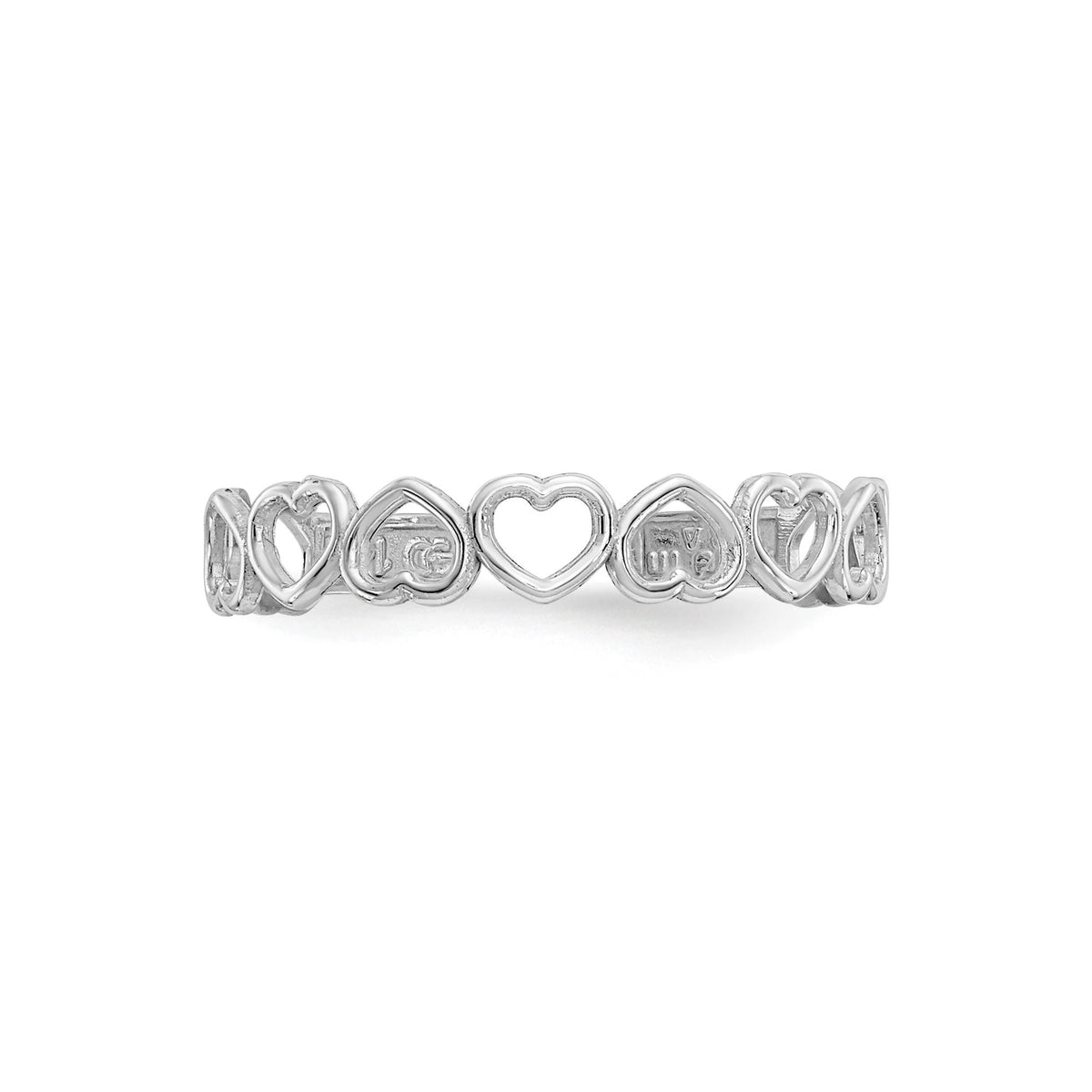 14k White Gold Open Hearts Dainty Toe Ring 3mm Band- Gift Box Included