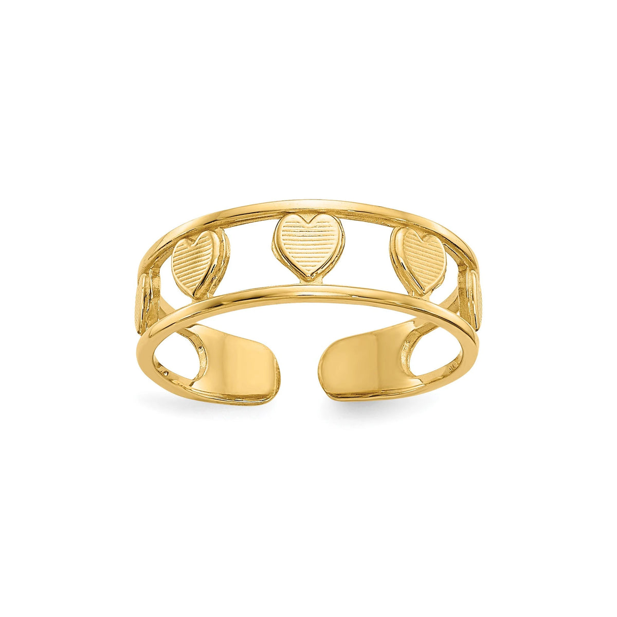 14k Yellow Gold Open Hearts Toe Ring 5mm Band Solid Gold - Gift Box Included - Made in USA