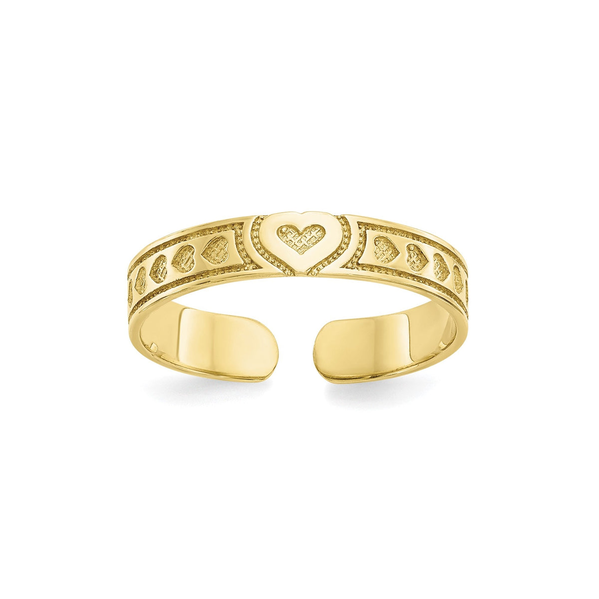 10k Yellow Gold Heart Solid Toe Ring - Gift Box Included - 10k White Gold Toe Ring - Made in USA