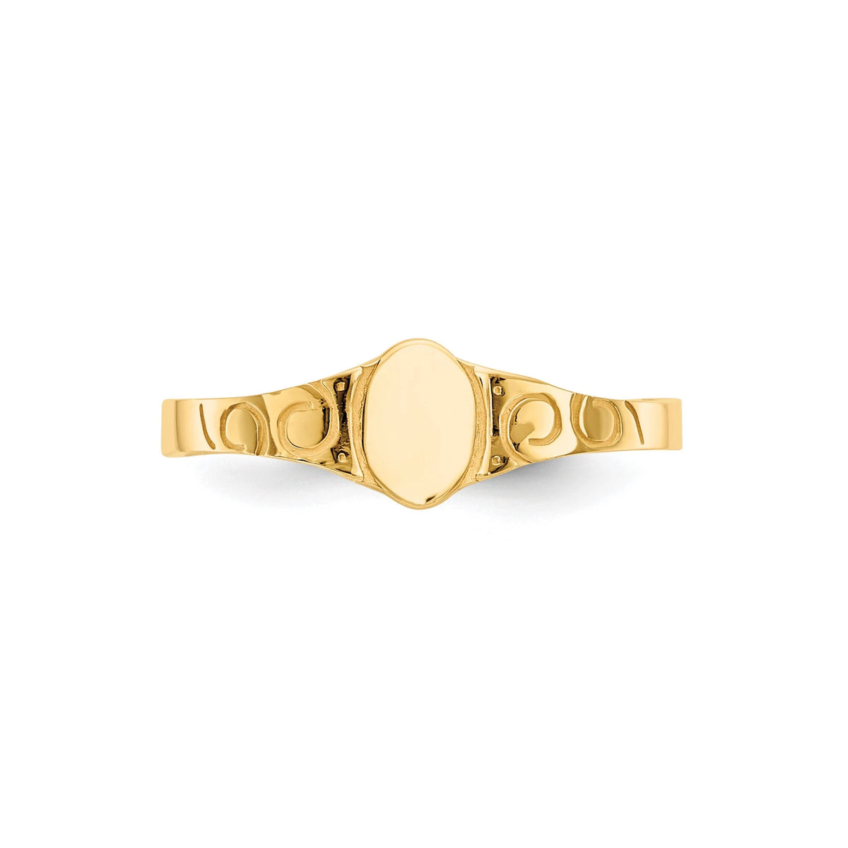 Genuine 14k Yellow Gold Oval Signet Ring Baby to Toddler / Band Size 1- 4 (1-5 year olds) Toddler Size Children's Ring Band - Gift Box