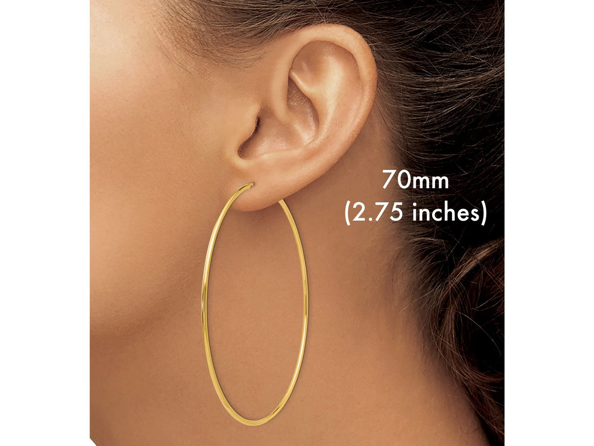 14K Gold Large Endless Hoop Earrings - Gift Box Included - Large Hoops 14k Yellow Gold Hoop Earrings 14k White Gold Hoops