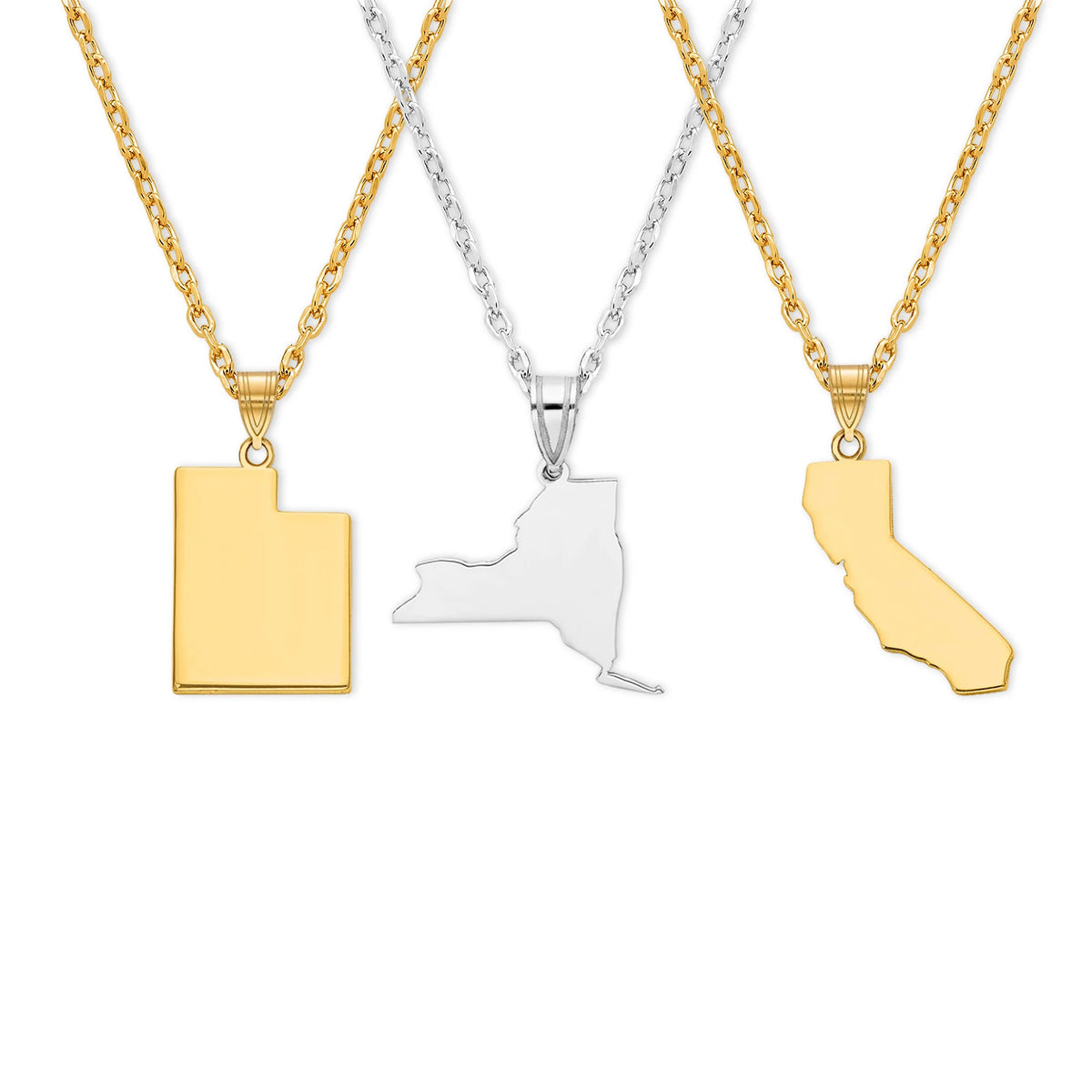 Alabama State Pendant Necklace Option / 14k & Sterling Silver State Shaped Pendant / Charm in Shape of State / Made In USA / With Gift Box