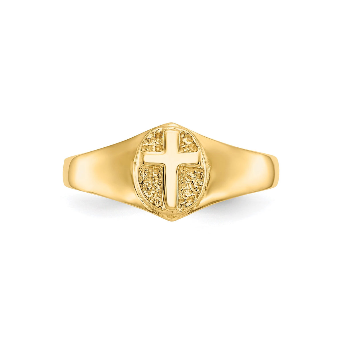 14k Yellow Gold Raised Cross Ring Baby Child  Size 1 - 5 Baby/Toddler Size Children's Ring Band with Cross - Gift Box Included - Made in USA