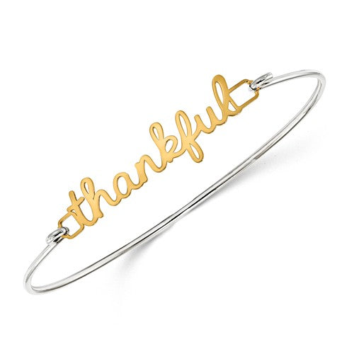 Gold Plated over Sterling Silver Laser Polished Name/Word Plate On Sterling Silver Bangle (6, 7, or 8 inch)