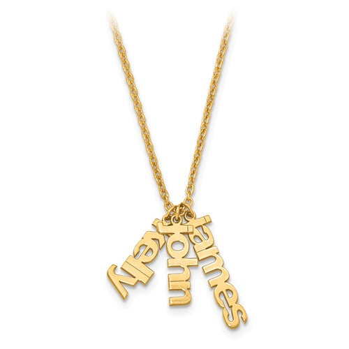 Just For Mom Collection - Mom's Satin Name Charms Necklace With 16 inch Chain (Gold Plated / Sterling Silver)