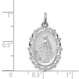 Elegant Sterling Silver Rhodium-Plated Miraculous Medal Pendant - Gift Box Included