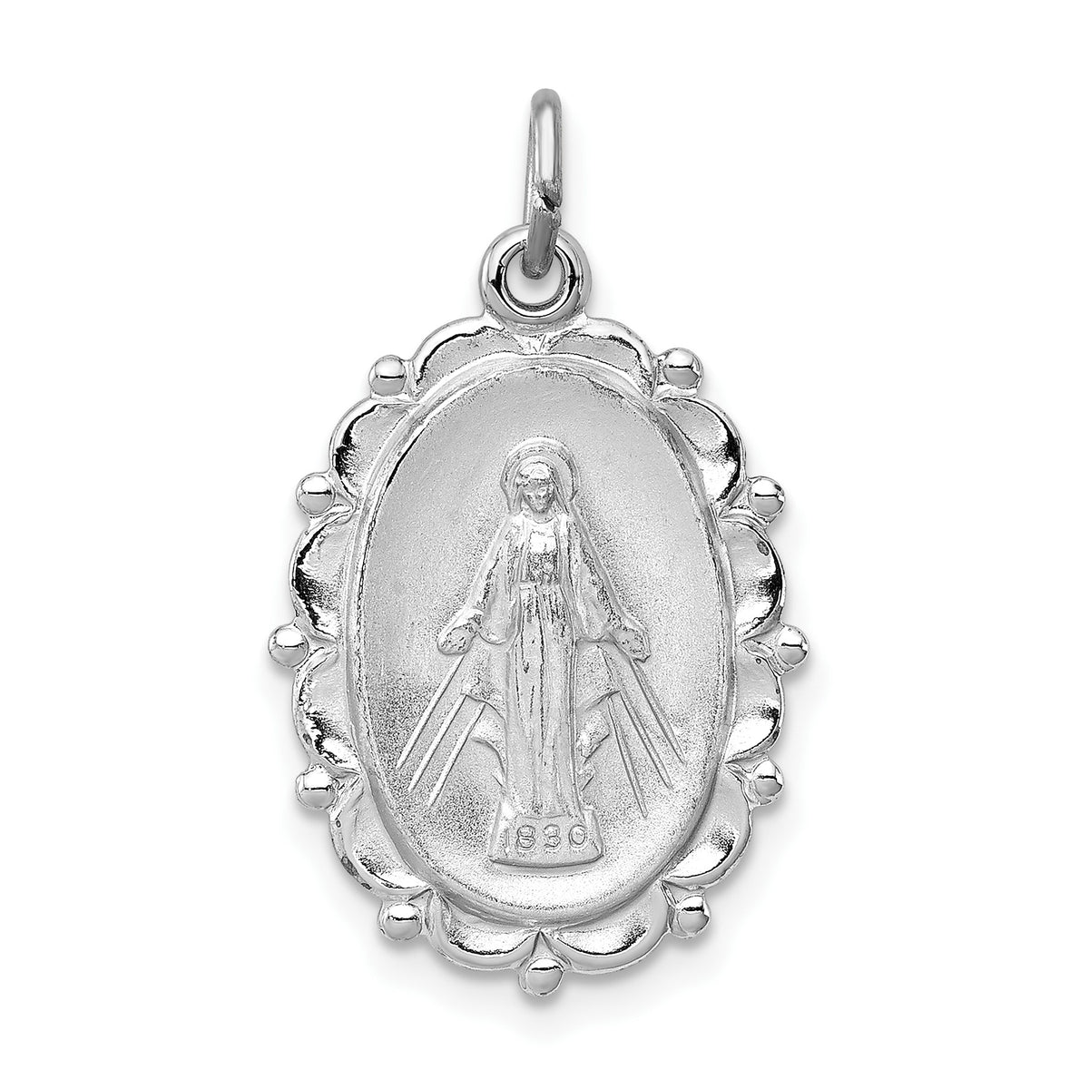 Elegant Sterling Silver Rhodium-Plated Miraculous Medal Pendant - Gift Box Included