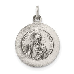 Elegant Sterling Silver Antiqued Queen of the Holy Scapular Medal Pendant - Gift Box Included