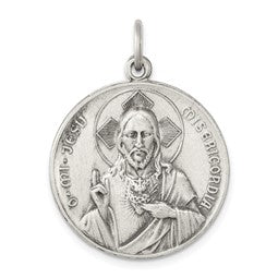 Elegant Sterling Silver Antiqued Our Lady of the Holy Scapular Medal Pendant - Gift Box Included