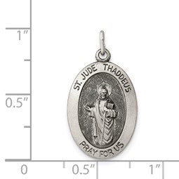 Sterling Silver Antiqued Saint Jude Thaddeus Medal - Gift Box Included