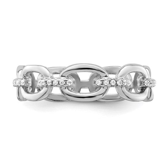 Hazel - Sterling Silver CZ Bars and Oval Links Band - Gift Box Included