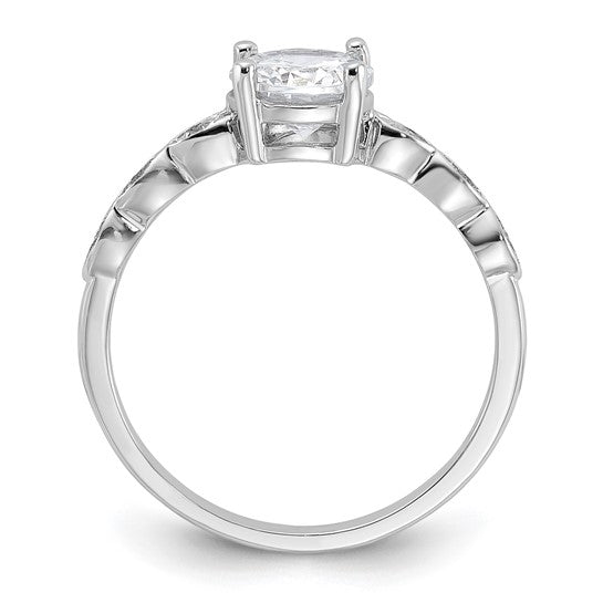 Olivia - Sterling Silver Fancy CZ Engagement Ring - Gift Box Included