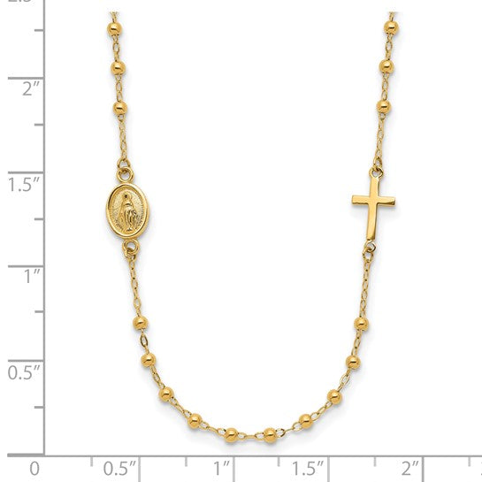 14k Gold Women's Rosary Bead Necklace 16 inches 2.39 Grams of Genuine 14k Yellow Gold /Gift Box Included /Turkish Gold / 16.5 inch Rosary