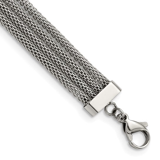 Chisel Stainless Steel Polished with CZ Multi Strand 11.75 inch with a 2.75-inch Extension Choker Necklace - Gift Box Included