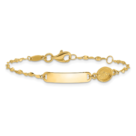 14K Yellow Gold ID Paper Clip Bracelet | Shin Brothers Jewelers Inc.