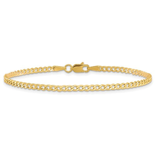 10k Yellow Gold Cuban Link Anklet 10 inches 2.5mm - Gift Box Included