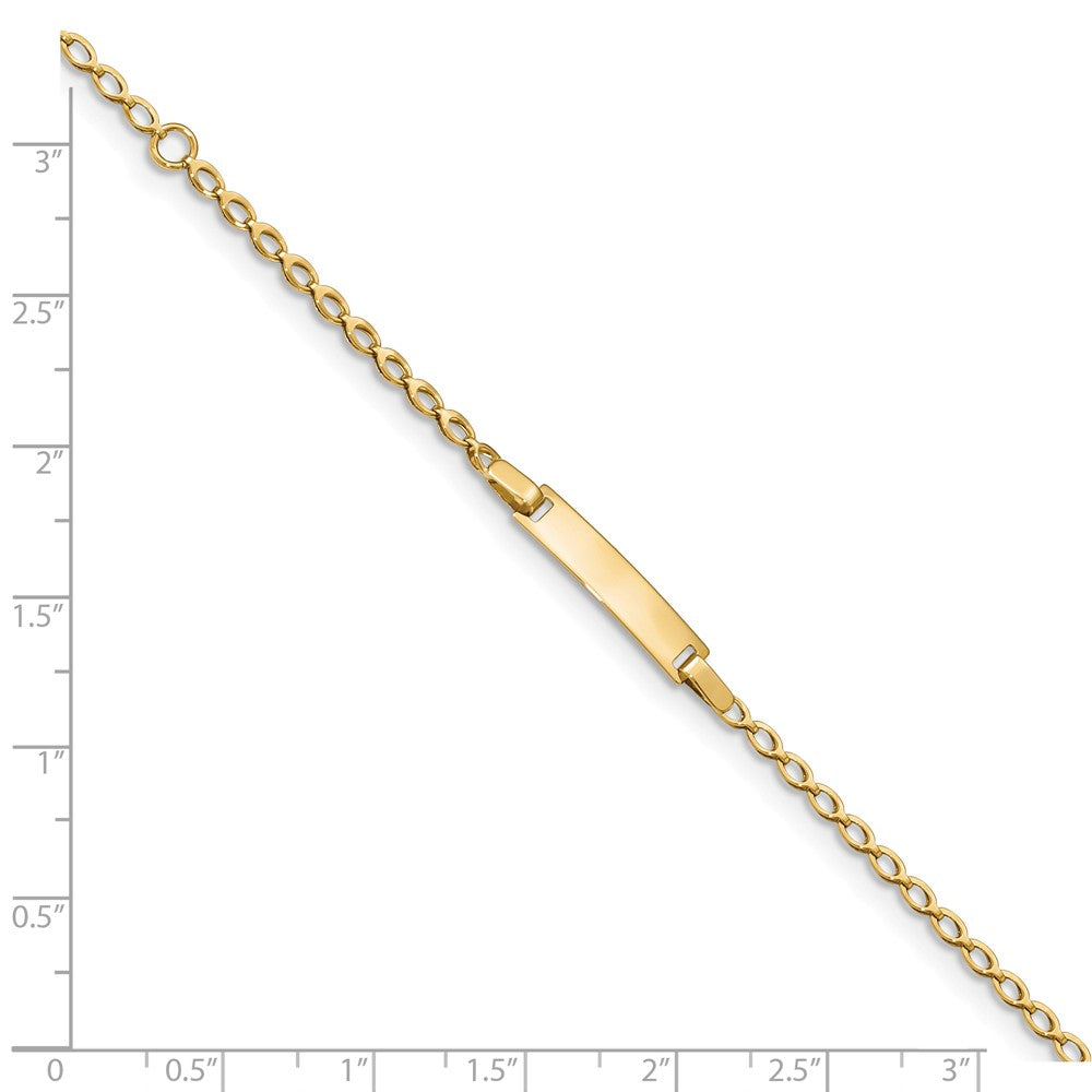14k Yellow Gold Polished Baby ID Bracelet 6 inches - 5mm in width FREE ENGRAVING (Up to 7 Characters)