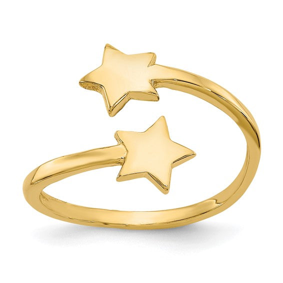 14k Yellow Gold Open Stars Toe Ring - Made in USA - Gift Box Included