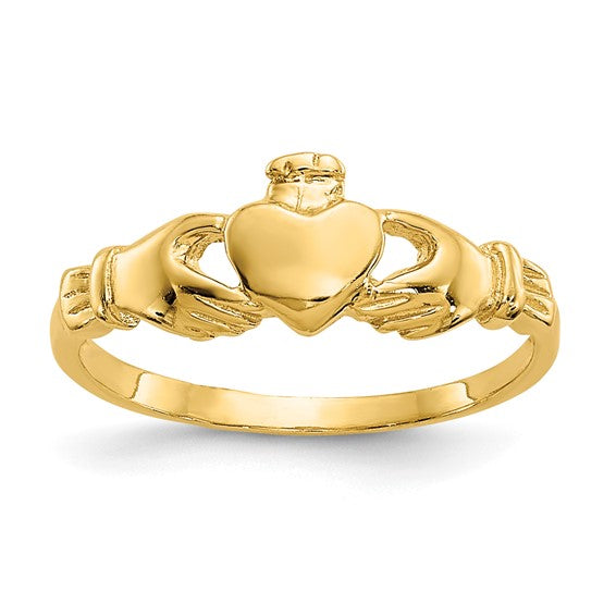 Genuine 14k Claddagh Baby Ring Toddler Size Children's Band with Heart - Made in USA - Gift Box Included - Size 3