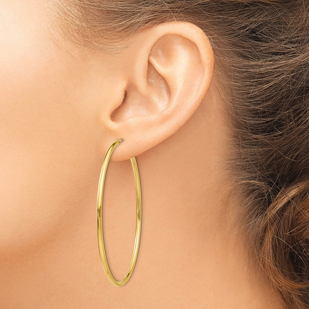 14K Gold 3mm Large Endless Hoop Earrings - Gift Box Included - Large Hoops 14k Yellow Gold Hoop Earrings