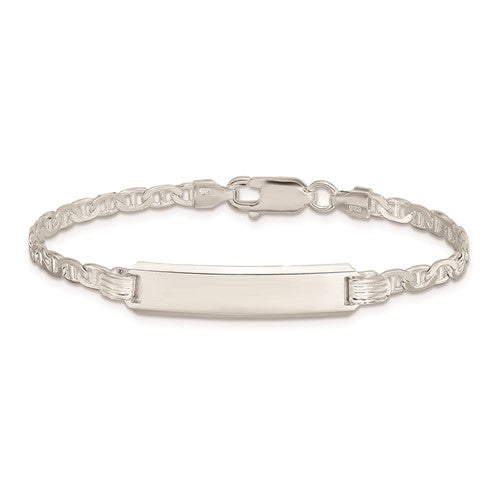 Sterling Silver Children's ID Bracelet 6 inches 6mm in width Anchor Links ( Up to 8 Characters FRONT & BACK)