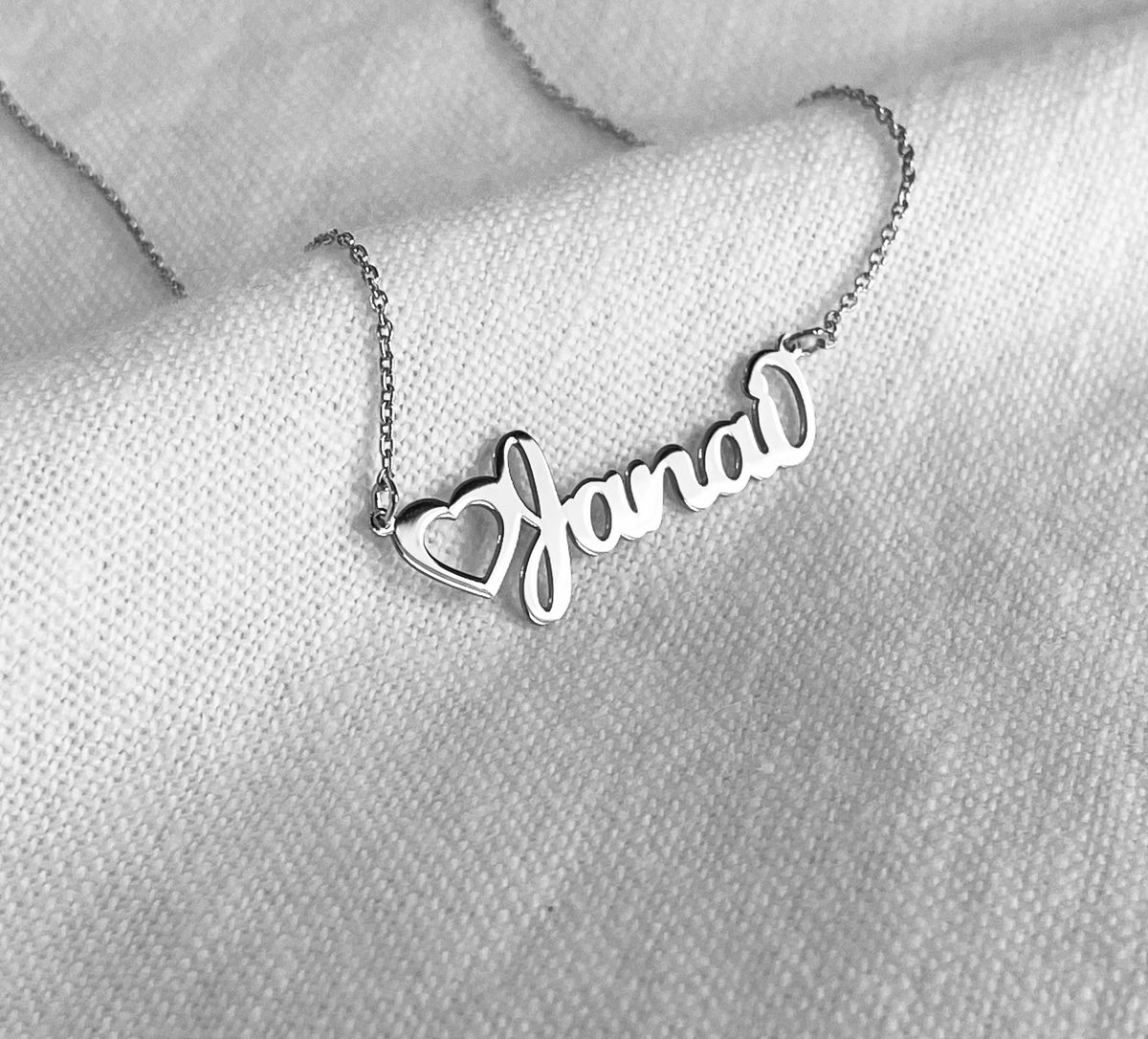 Personalized Heart + Name Necklace( 18k Gold Plated Sterling Silver, & Rose Gold Plated Sterling Silver, and Sterling Silver