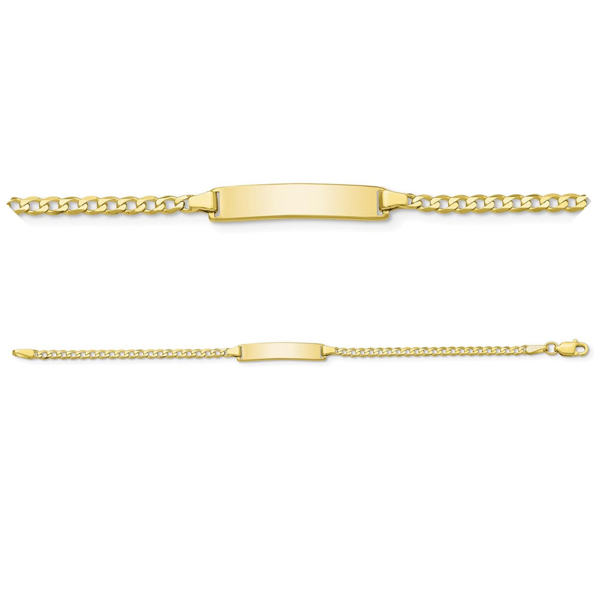 10K Yellow Gold Children's Flat Curb Link Personalized ID Bracelet with Lobster Clasp 5.5 inches & 6 inches Available