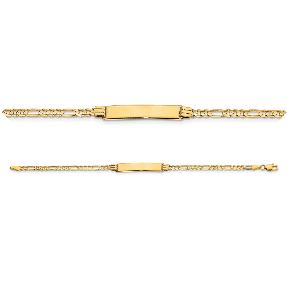 14k Yellow Gold Figaro Link Child ID Bracelet 6 inches - 5mm wide - FREE ENGRAVING (8 Characters)
