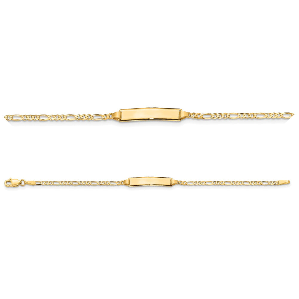 14k Yellow Gold Baby/Child/Toddler ID Figaro Bracelet ( Up to 8 Characters)