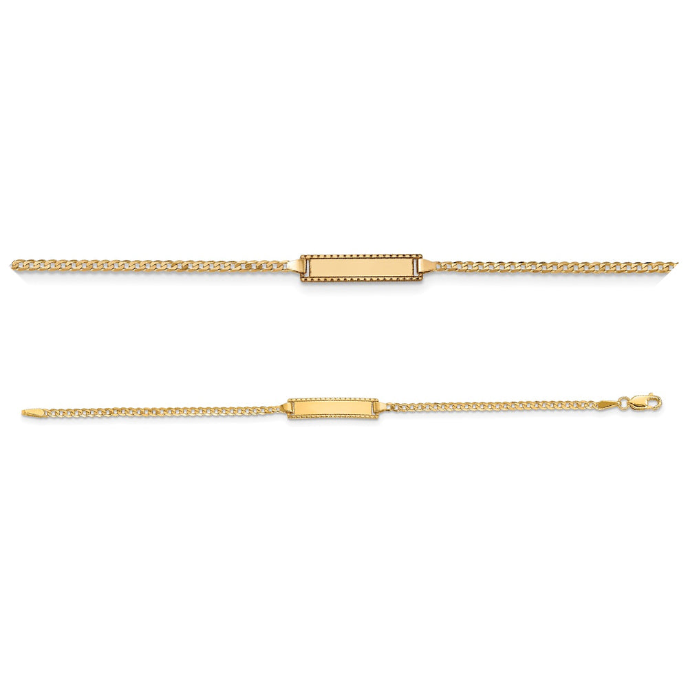 14k Yellow Gold Curb Link Baby/Child ID Bracelet, 6 inches (8 Characters both sides)