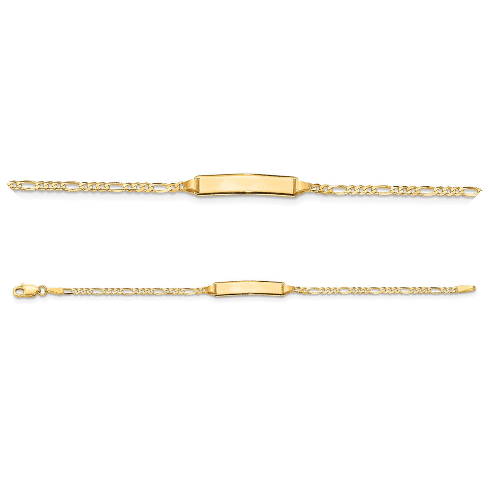 14K Yellow Gold Baby ID Figaro Bracelet, 6 inches (Up to 8 Characters)
