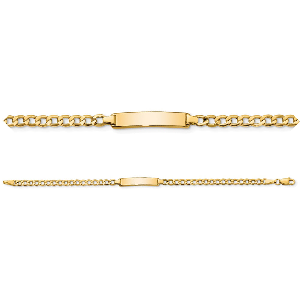14K Yellow Gold Semi-Solid Cuban Link Personalized ID Bracelet for Baby/Child/Toddler (Up to 8 Characters) 6 & 7 Inches Available
