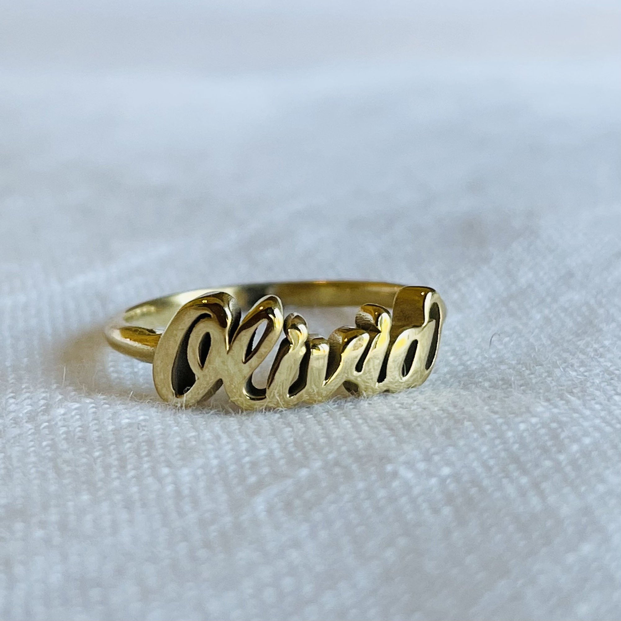 10k Yellow Gold, Sterling Silver, Rose Gold Plated/SS, Gold plated/SS  Personalized Name Ring - Laser Polished