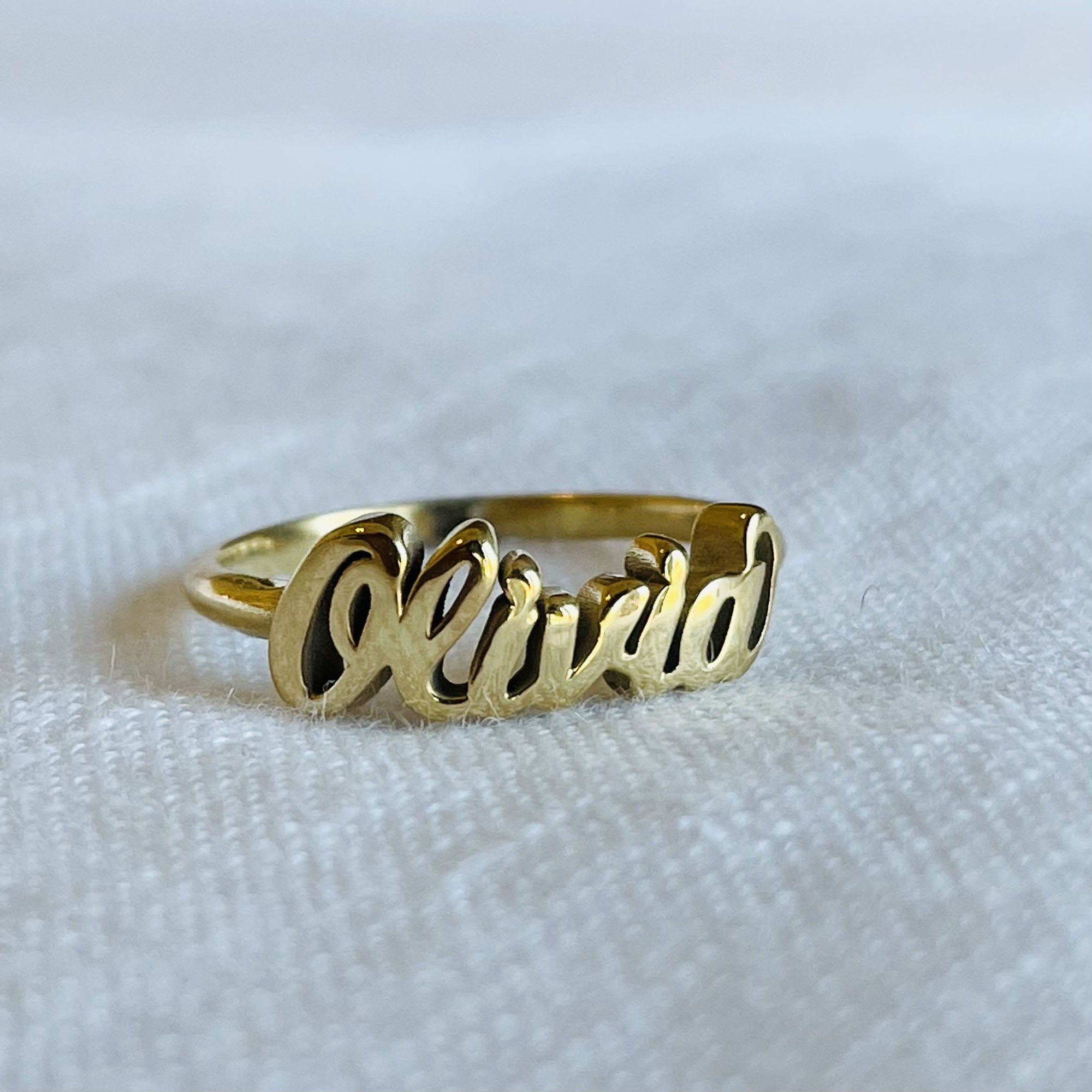 Gold plated sale name ring