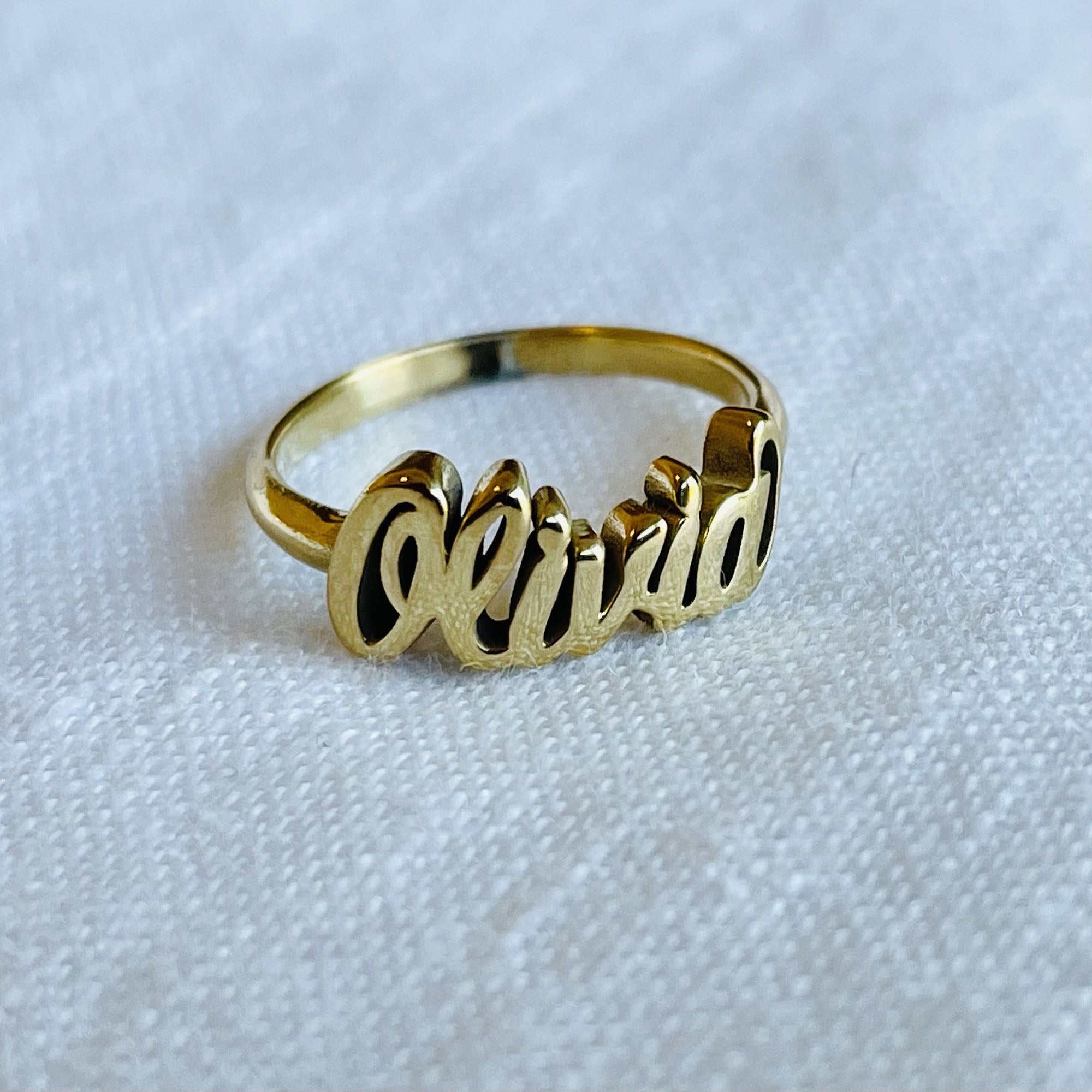 10k Yellow Gold, Sterling Silver, Rose Gold Plated/SS, Gold plated/SS  Personalized Name Ring - Laser Polished